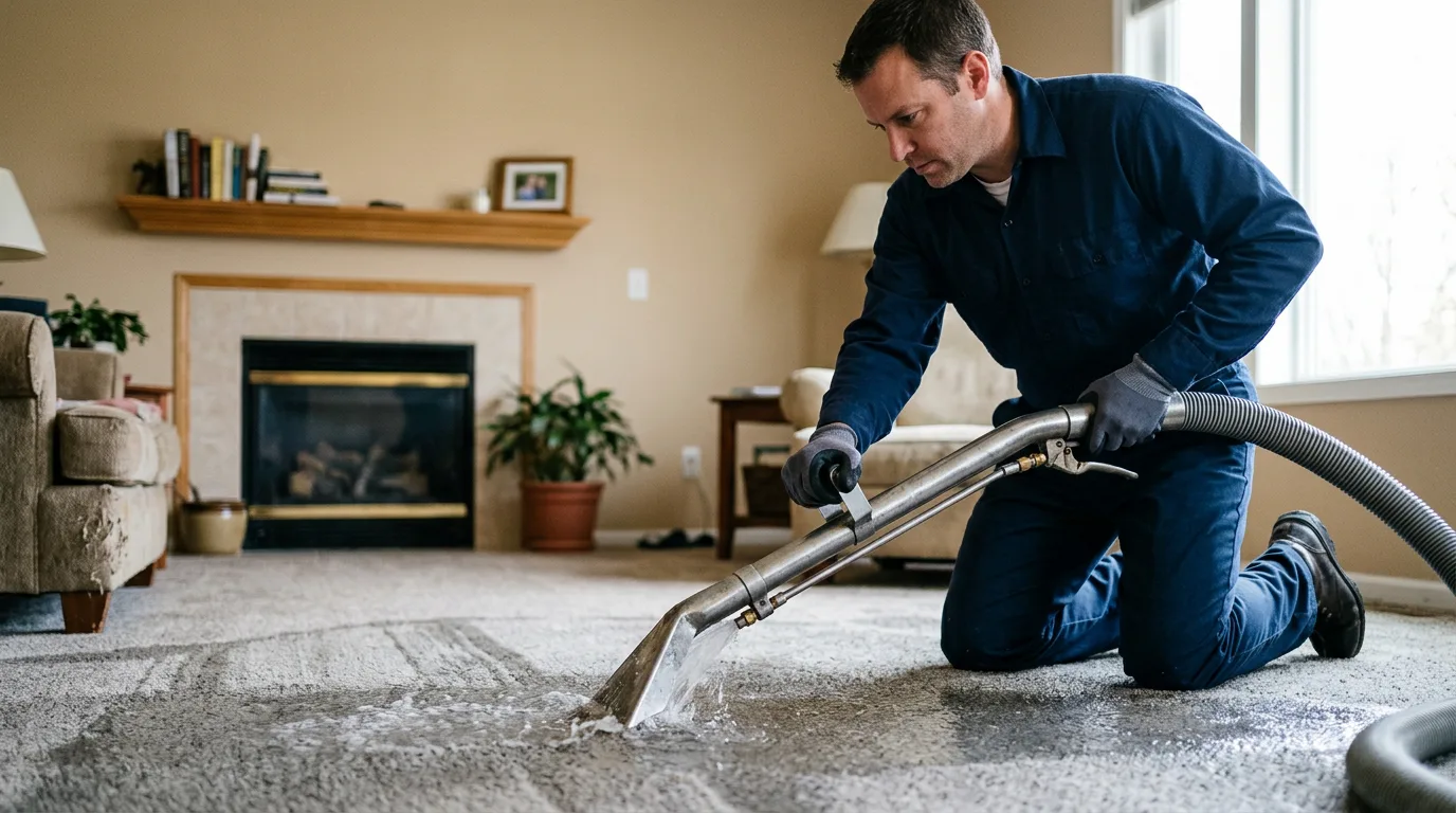 Water damage restoration technician working near Henderson, MN
